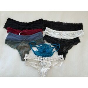 Victoria's Secret 9Pc Panty Lot Small Lace Mesh Thong Cheeky NWOT